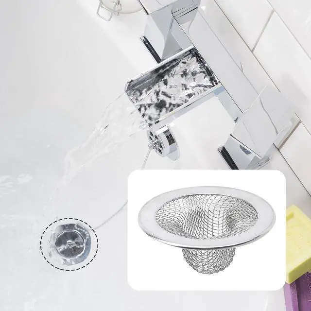 Alt view image 5 of 7 - Antrader 2Pcs Kitchen Sink Strainers,2in Stainless Steel Mesh Round Filters | Bathroom Bathtub Wash Basin Garbage Disposal Basket Filter,Flange Rim Design, Easy to Take Out & Clean
