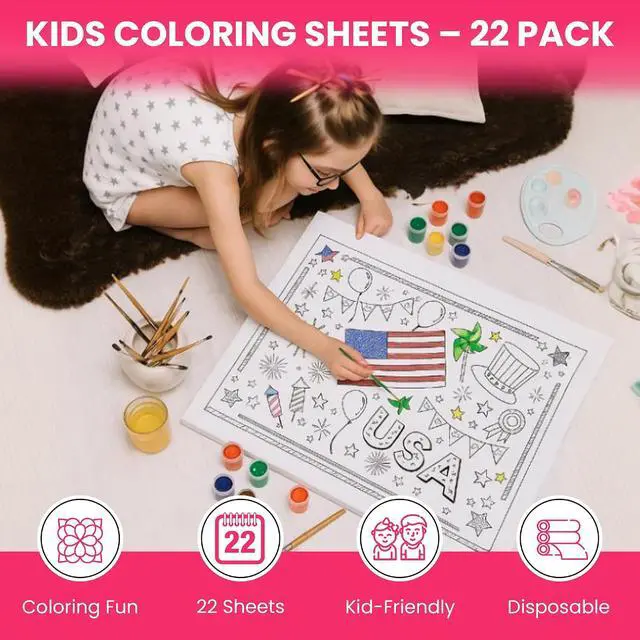 Alt view image 2 of 7 - Iconikal Patriotic Coloring Placemats 22 Double-Sided 14x10
