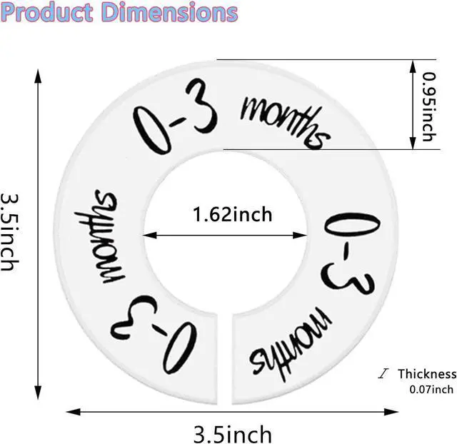 Alt view image 2 of 7 - 6-Piece Baby Closet Dividers, Unisex Baby Clothes Size Dividers,Nursery Closet Dividers for 0-24 Months Clothes Organizer and Most Rods