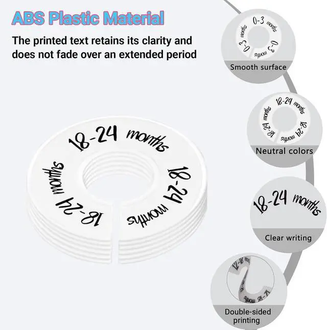 Alt view image 3 of 7 - 6-Piece Baby Closet Dividers, Unisex Baby Clothes Size Dividers,Nursery Closet Dividers for 0-24 Months Clothes Organizer and Most Rods