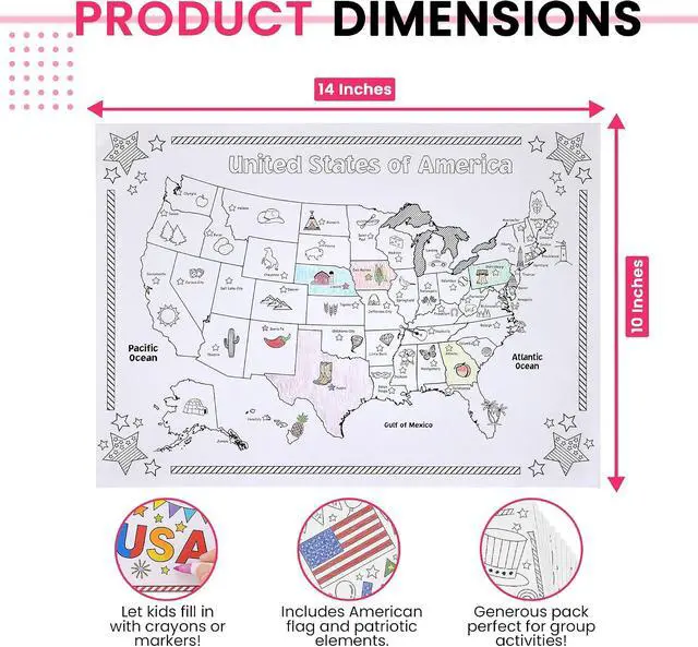 Alt view image 4 of 7 - Iconikal Patriotic Coloring Placemats 22 Double-Sided 14x10