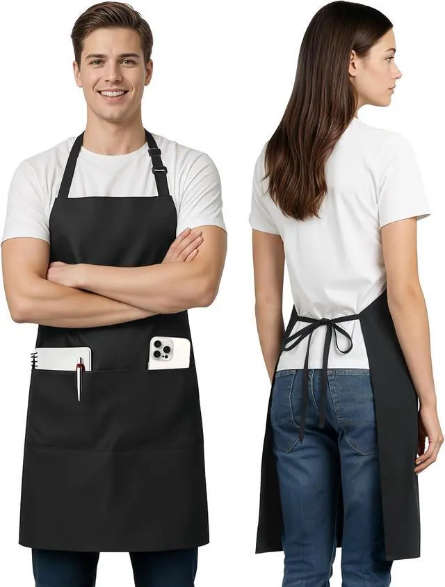 Alt view image 2 of 7 - Utopia Kitchen 1 Pack Bib Apron, Adjustable Cooking Apron with 2 Pockets, Water Resistant, Chef Kitchen Apron for Women Men