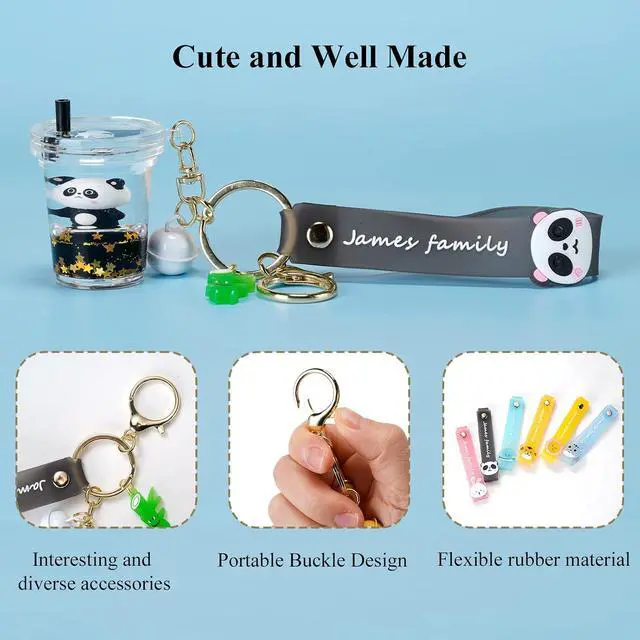 Alt view image 2 of 7 - YOU WIZV Kawaii Bear Boba Keychain - Cute Liquid Water Charm for Backpacks, Adorable Gift for Women Boy Girls