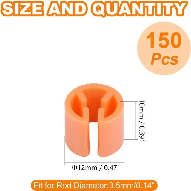 Alt view image 2 of 7 - 150Pcs Clothes Hanger Markers Blank Tags, Hanger Size Markers | Plastic Garment Hanger Size Markers, Fit 3.5mm Rod for Clothing Snap Number Labels Accessories Color Coding, Orange