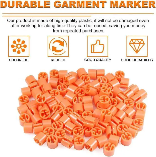 Alt view image 4 of 7 - 150Pcs Clothes Hanger Markers Blank Tags, Hanger Size Markers | Plastic Garment Hanger Size Markers, Fit 3.5mm Rod for Clothing Snap Number Labels Accessories Color Coding, Orange