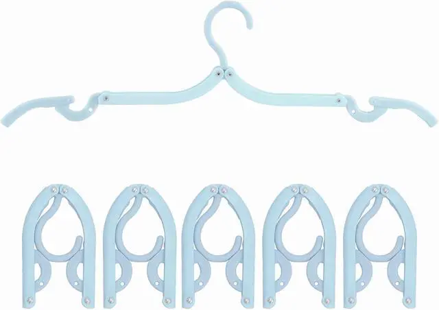 Main image of 6PCS Portable Folding Clothes Hangers Clothes Drying Rack for Travel (Blue)