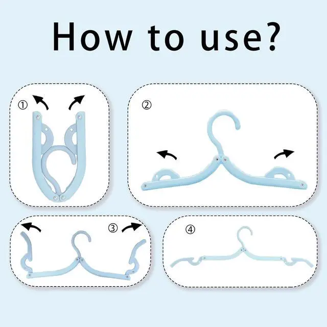Alt view image 5 of 6 - 6PCS Portable Folding Clothes Hangers Clothes Drying Rack for Travel (Blue)