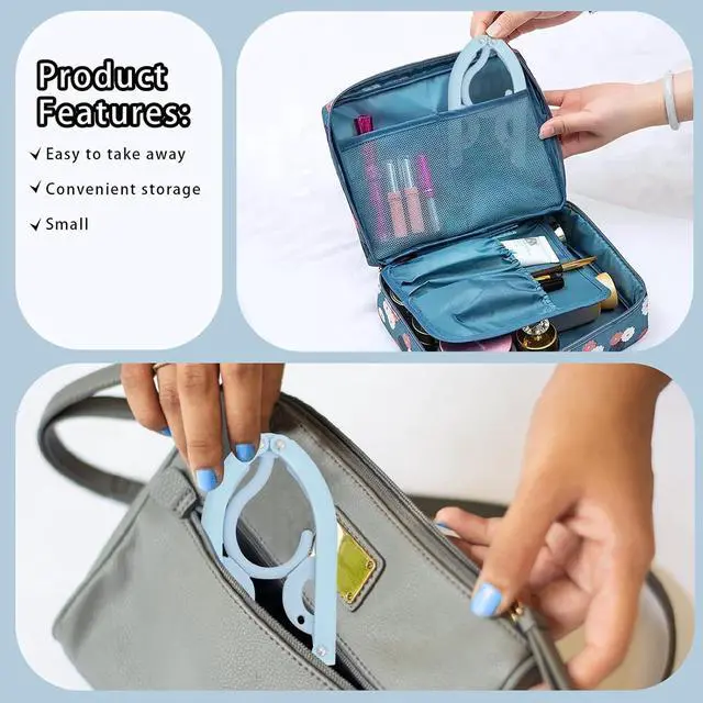 Alt view image 3 of 6 - 6PCS Portable Folding Clothes Hangers Clothes Drying Rack for Travel (Blue)