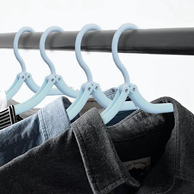 Alt view image 6 of 6 - 6PCS Portable Folding Clothes Hangers Clothes Drying Rack for Travel (Blue)