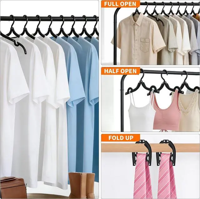 Alt view image 4 of 7 - 10Pcs Travel Hangers for Cruise Foldable Hangers - Portable Folding Clothes Hangers Travel Accessories Foldable Clothes Drying Rack Cruise Essentials