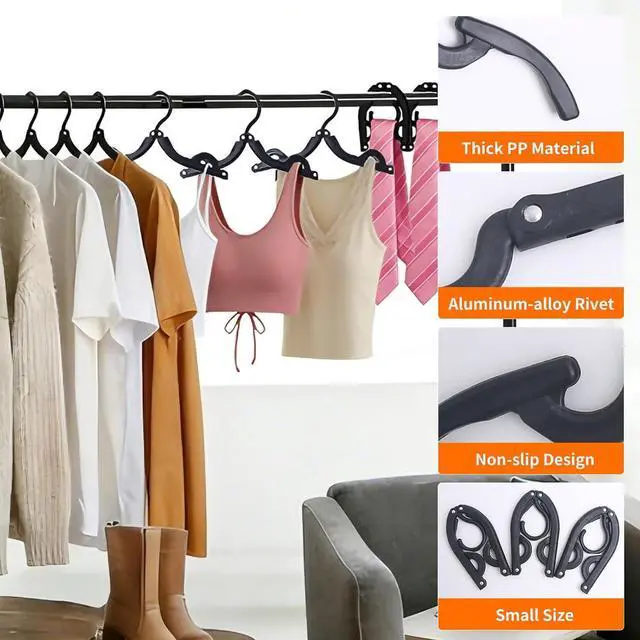 Alt view image 6 of 7 - 10Pcs Travel Hangers for Cruise Foldable Hangers - Portable Folding Clothes Hangers Travel Accessories Foldable Clothes Drying Rack Cruise Essentials