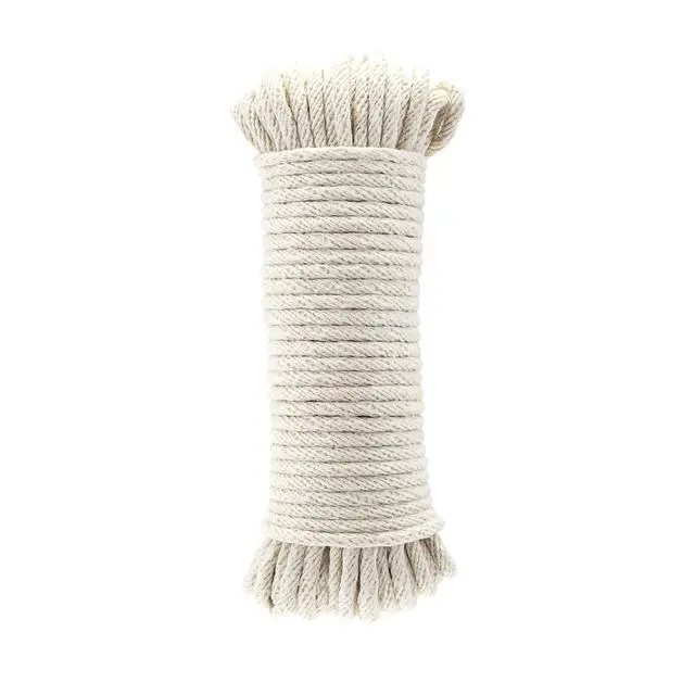Main image of Amazon Basics Natural Cotton Braided Rope, Strong, Low Stretch, All-Purpose, Clothesline, DIY Projects, Crafting, Indoor & Outdoor Use, 3/16 Inch x 50 Foot (4.5mm x 15m), Off White