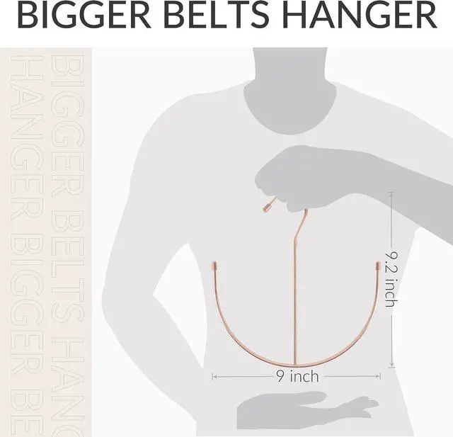 Alt view image 4 of 6 - ZEDODIER Belt Hanger for Closet, Belt Organizer, Multiple Belts Storage | Smile Shape Metal Belt Rack, Hanging Belt Holder for Closet Organizers and Storage, Space Saving, No Installation, Rose Gold