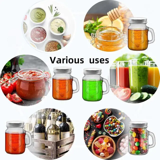 Alt view image 4 of 6 - 2 Pcs 4 oz Mini Mason Jar Mugs Mason Jar Mugs with Handles and Lids Small Drinking Glass and DIY Favor Decor Wedding Bridal Shower Party Supplies for Drinks, Gifts, Candles and Crafts (Silver lid)