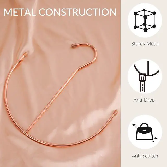 Alt view image 5 of 6 - ZEDODIER Belt Hanger for Closet, Belt Organizer, Multiple Belts Storage | Smile Shape Metal Belt Rack, Hanging Belt Holder for Closet Organizers and Storage, Space Saving, No Installation, Rose Gold