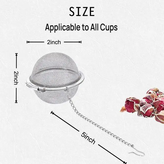 Alt view image 6 of 6 - 8Pcs 304 Stainless Steel Mesh Tea Ball for Loose Leaf Tea | Tea Strainer Infuser Filter with Long Chain for All Cups, Reusable Tea Diffuser for Herbal Tea & Spices Keep Flavors Separate