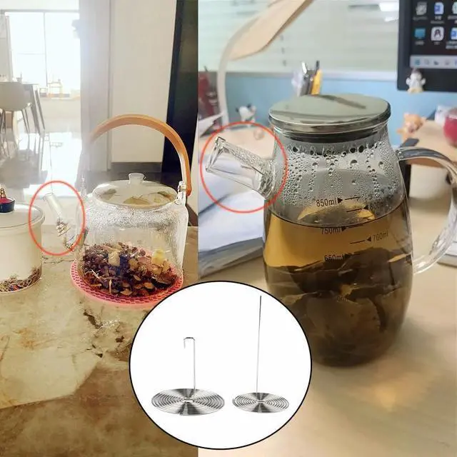 Alt view image 7 of 7 - 8 Pack Glass Teapot Spout Strainer Stainless Steel Loose Leaf Tea Drain Strainer Tea Pot Pouring Filter for Glass Teapot with Removable Infuser Stovetop Large Tea Pot Blooming Tea Kettle