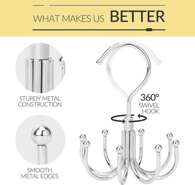 Alt view image 2 of 6 - Belt Hanger, Space Saving Belt Organizer for Closet, Max 24 Storage Capacity, Rotating Belt Rack Closet Organizers and Storage for Hanging Belt, Ties, Silver