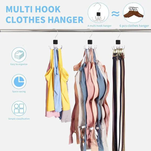Alt view image 2 of 6 - Tank Top Hanger,Rotatable Bra Hanger,Max 18 Storage Capacity Sports Bra Hangers,Space Saving Hangers for Dorm,Closet Organizers and Storage,Closet Organizer for Belt,Scarf, Purse,Black