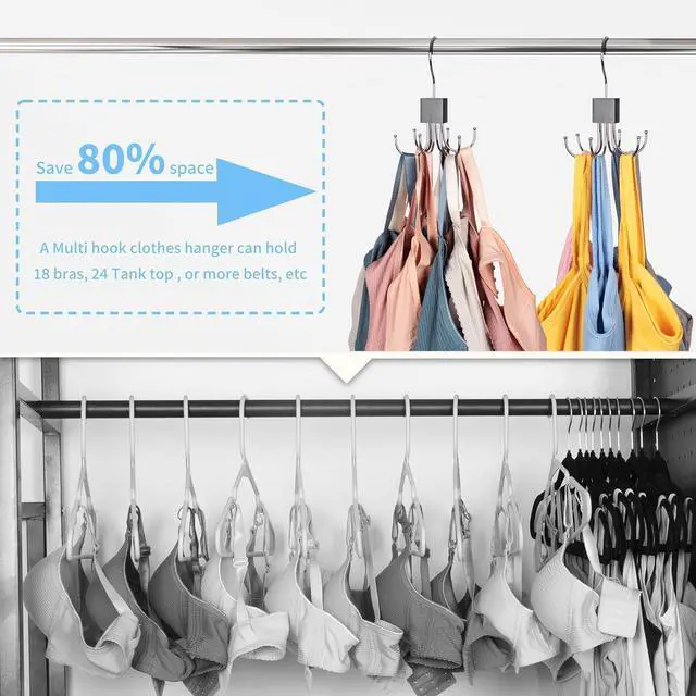 Alt view image 3 of 6 - Tank Top Hanger,Rotatable Bra Hanger,Max 18 Storage Capacity Sports Bra Hangers,Space Saving Hangers for Dorm,Closet Organizers and Storage,Closet Organizer for Belt,Scarf, Purse,Black