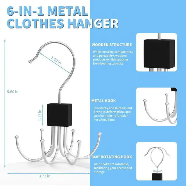 Alt view image 4 of 6 - Tank Top Hanger,Rotatable Bra Hanger,Max 18 Storage Capacity Sports Bra Hangers,Space Saving Hangers for Dorm,Closet Organizers and Storage,Closet Organizer for Belt,Scarf, Purse,Black
