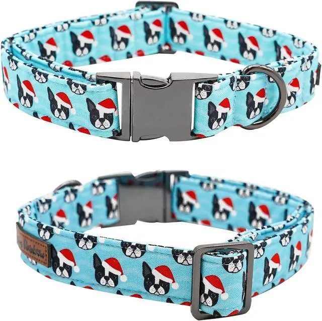 Alt view image 4 of 6 - Dog Collar, Christmas Blue Pet Collar with Flower Holiday Girl Boy Puppy Collar Adjustable for Small Dogs
