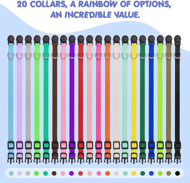 Alt view image 2 of 7 - 20 Pack Puppy Collars for Small Puppies Litter Safety Buckle Soft Nylon Whelping Collars Newborn Puppy Collars for Litter Puppies Collars(S)