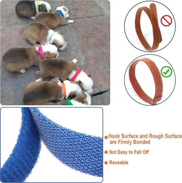 Alt view image 4 of 6 - PETKNOWS 30 Pcs Puppy Kitten Whelping Collars, Soft Newborn Pet ID Bands | Double-Sided Soft Fabric, Newborn Pet Dog Cat, Easy Identification and Tracking, 15 Colors, 30 Pcs, Medium Size
