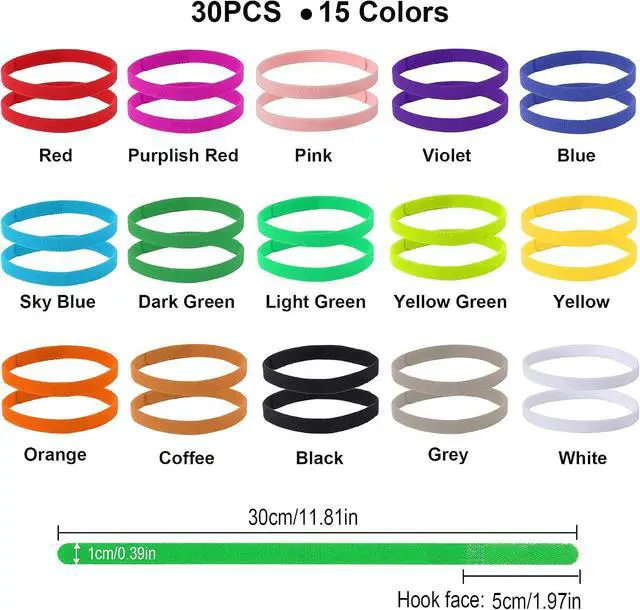 Alt view image 2 of 6 - PETKNOWS 30 Pcs Puppy Kitten Whelping Collars, Soft Newborn Pet ID Bands | Double-Sided Soft Fabric, Newborn Pet Dog Cat, Easy Identification and Tracking, 15 Colors, 30 Pcs, Medium Size