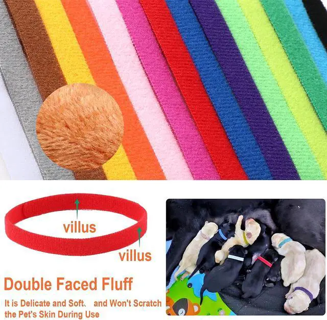 Alt view image 3 of 6 - PETKNOWS 30 Pcs Puppy Kitten Whelping Collars, Soft Newborn Pet ID Bands | Double-Sided Soft Fabric, Newborn Pet Dog Cat, Easy Identification and Tracking, 15 Colors, 30 Pcs, Medium Size