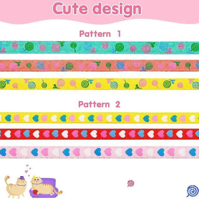 Alt view image 3 of 7 - Frienda 6 Pack Cat Collars with Bells Breakaway Cats Collar Adjustable 8.27 to 13.39 Inches Safety Buckle Cute Pets Collar for Adult Cats and Small Dogs(Pink, Green, Red, Light Red, Yellow)