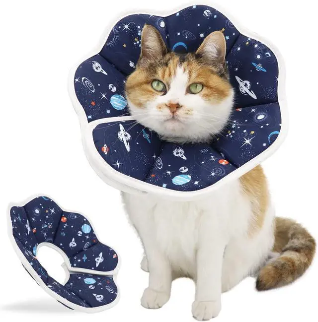 Main image of Soft Cat Cone, Adjustable Recovery Collar After Surgery to Prevent Licking Wound, Protective Cat Neck Cone, Comfortable Pet Elizabethan Collar for Cats Kittens and Puppies (S)