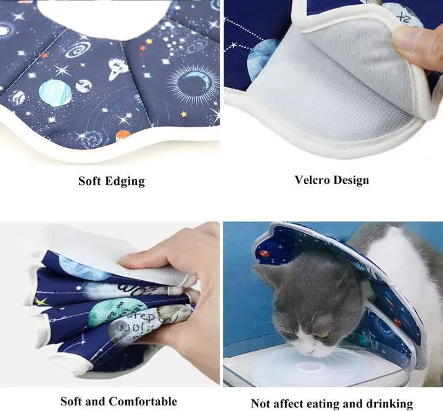 Alt view image 3 of 6 - Soft Cat Cone, Adjustable Recovery Collar After Surgery to Prevent Licking Wound, Protective Cat Neck Cone, Comfortable Pet Elizabethan Collar for Cats Kittens and Puppies (S)