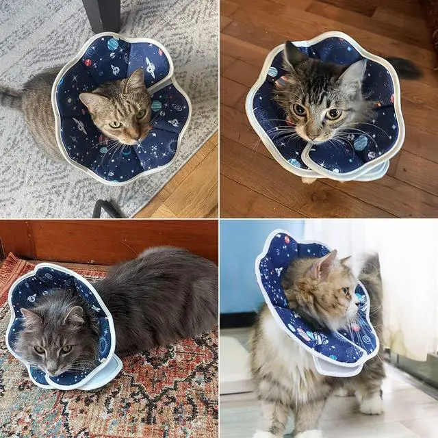 Alt view image 4 of 6 - Soft Cat Cone, Adjustable Recovery Collar After Surgery to Prevent Licking Wound, Protective Cat Neck Cone, Comfortable Pet Elizabethan Collar for Cats Kittens and Puppies (S)