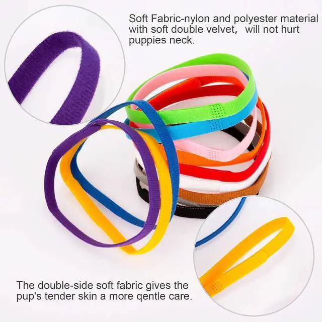 Alt view image 5 of 7 - Luter 15 Colors 20x1cm Puppy Collars, Soft Adjustable Whelping Collars | Fit for Puppy ID Collars for Newborn Dog Kittens for Pet
