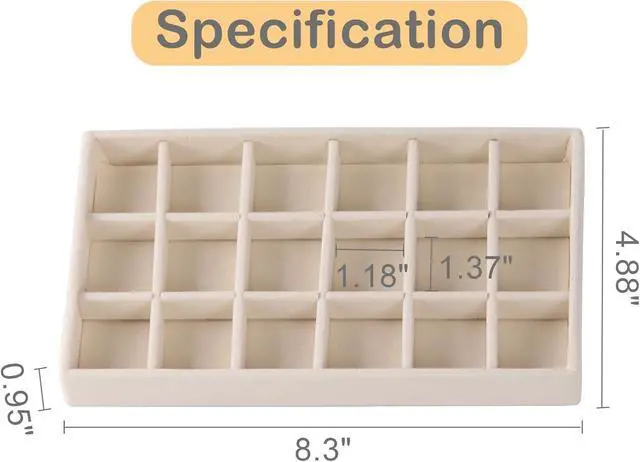 Alt view image 4 of 5 - 1 Pcs Earring Organizer Stackable Trays,Jewelry Drawer Inserts Container Display Case Storage for Earring Necklace Rings -Beige