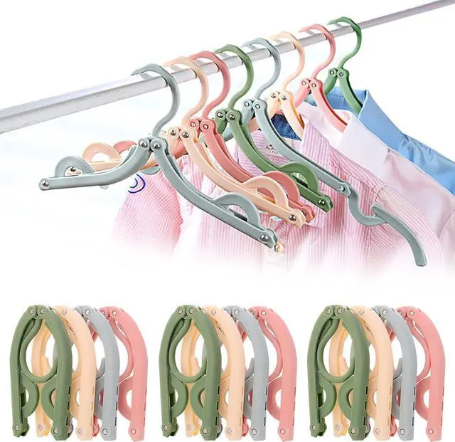 Main image of Travel Folding Hanger Household Multifunctional Portable Hanger (Blue Pink Green Beige)