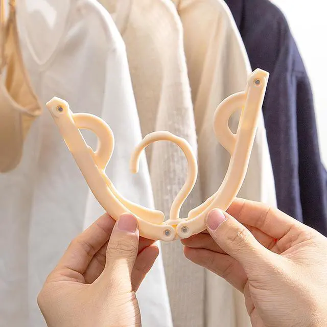 Alt view image 5 of 7 - Travel Folding Hanger Household Multifunctional Portable Hanger (Blue Pink Green Beige)