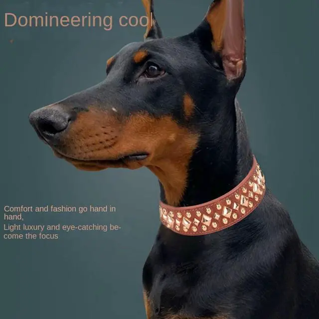 Alt view image 3 of 4 - Spiked Studded Dog Collar, Adjustable Soft Leather Puppy Collar for Small Medium Dogs Bulldog Pitbull Mastiff Poodle Boxer (XS, Green3)