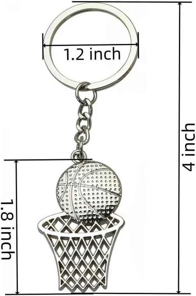 Alt view image 2 of 7 - Basketball Hoop Keychain Sports Ball Pendant Key Ring Bag Mini Cute Gifts for Men Boys Girls Son Daughter Teams