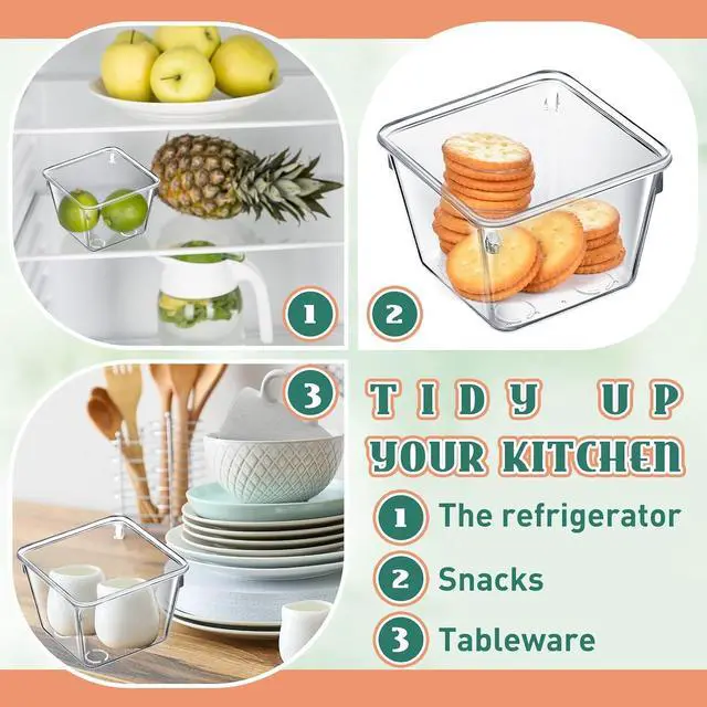 Alt view image 4 of 6 - Tioncy 8 Pcs Stackable Clear Drawer Organizer 3" x 3" x 2" Storage Bins | For Makeup Vanity Bathroom Kitchen, Small Containers Office Desk Cosmetics, Transparent Organizers Declutter Drawers Easily