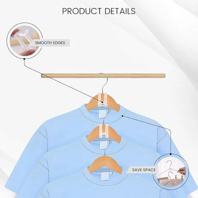 Alt view image 3 of 6 - Hanger Hooks Space Saving, 60 PCS Clothes Hanger Connector Hooks | Closet Space Savers for Hanging Clothes, Clear
