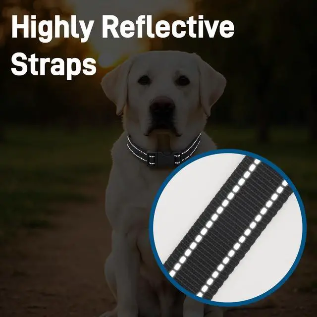 Alt view image 5 of 7 - Dog Collar for Small Medium Dogs with Buckle, Breathable Adjustable Nylon Reflective Dog Collars, Black/Small