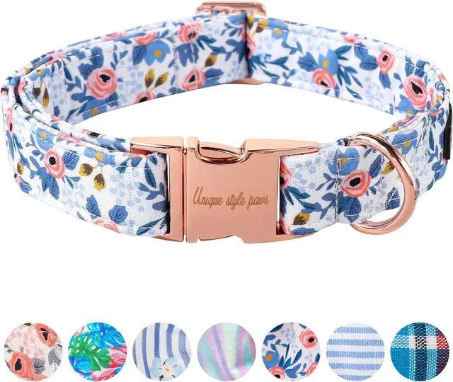 Main image of Unique style paws Dog Collar Metal Buckle Red Rose Puppy Collar Flower Gift Durable Cute for Small Medium Large Boys Girls Dogs