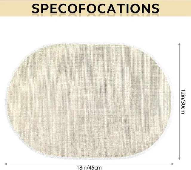 Alt view image 3 of 7 - Beige Placemats Set of 4, 12x18 Inch Oval Washable Place Mats Easy to Clean Heat Resistant Table Mats, Wipeable Place Mats for Kitchen, Dining RoomBeige, 4