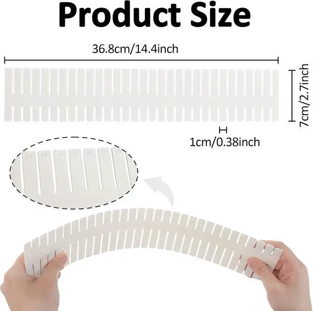 Alt view image 3 of 7 - 14.5 in White Adjustable Drawer Dividers, TWUTGAYW 8PC DIY Grid Drawer Organizer Dividers, Plastic Organizer Separator for Socks Underwear Makeup Cosmetic Clothes Can Help Tidy Kitchen Bedroom Dresser