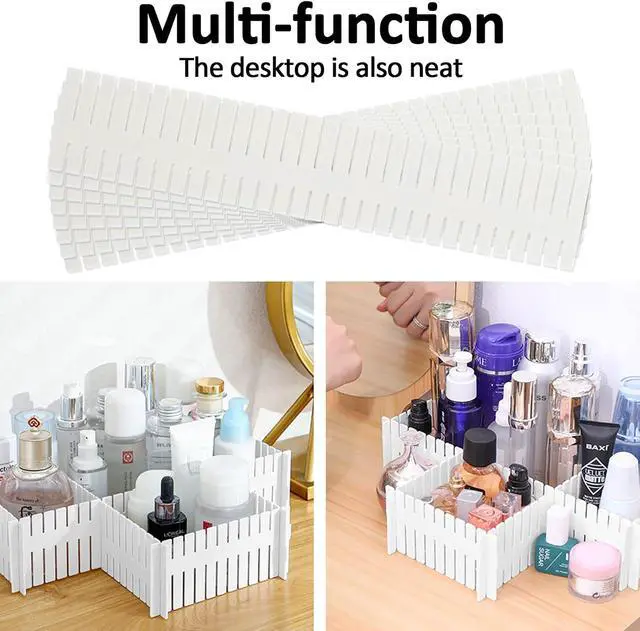 Alt view image 5 of 7 - 14.5 in White Adjustable Drawer Dividers, TWUTGAYW 8PC DIY Grid Drawer Organizer Dividers, Plastic Organizer Separator for Socks Underwear Makeup Cosmetic Clothes Can Help Tidy Kitchen Bedroom Dresser
