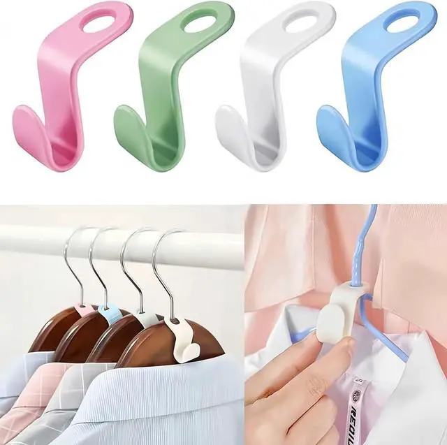 Main image of Space Saving Hanger Hooks, 50pcs, Polypropylene, 5KG Max Capacity, White Closet Hangers for Clothes (50PCS)