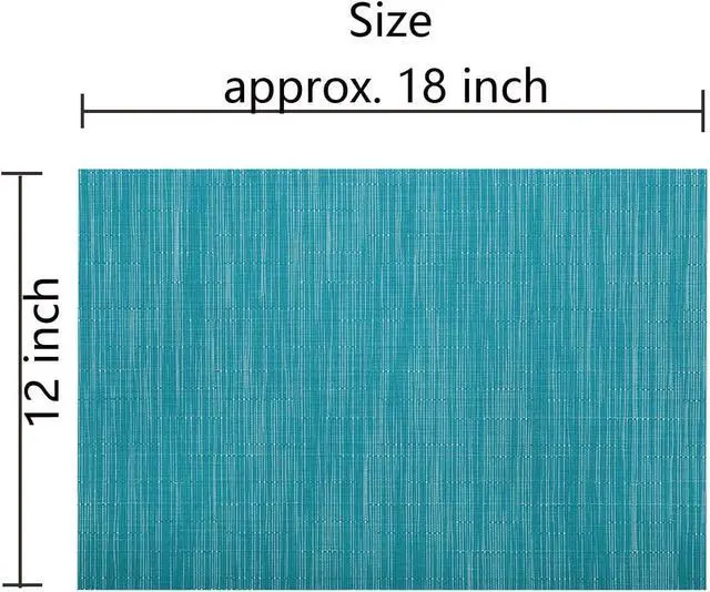 Alt view image 2 of 7 - SHACOS Woven Vinyl Placemats Set of 4 Non Slip Heat Resistant Place Mats Durable PVC Stain Resistant Wipe Clean Indoor Outdoor Table Mats (4, Teal Blue)