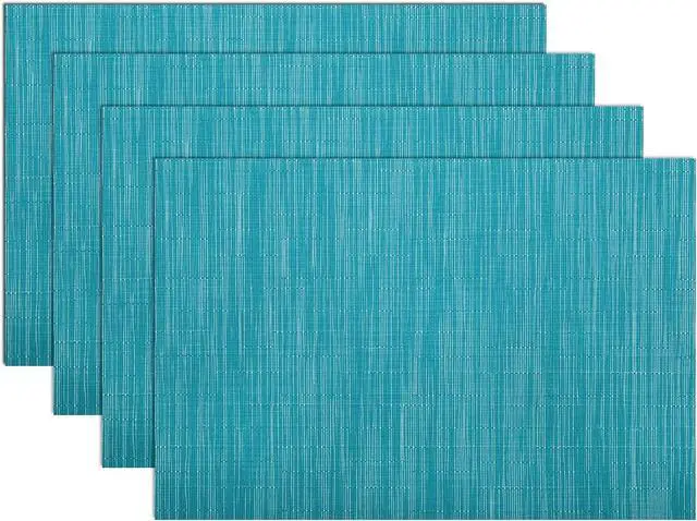 Main image of SHACOS Woven Vinyl Placemats Set of 4 Non Slip Heat Resistant Place Mats Durable PVC Stain Resistant Wipe Clean Indoor Outdoor Table Mats (4, Teal Blue)